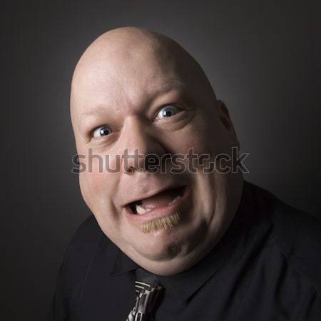 Głupi twarz człowiek dorosły łysy Zdjęcia stock © iofoto