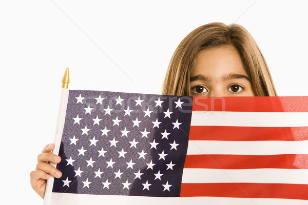 Dziewczyna amerykańską flagę biały oka dziecko Zdjęcia stock © iofoto