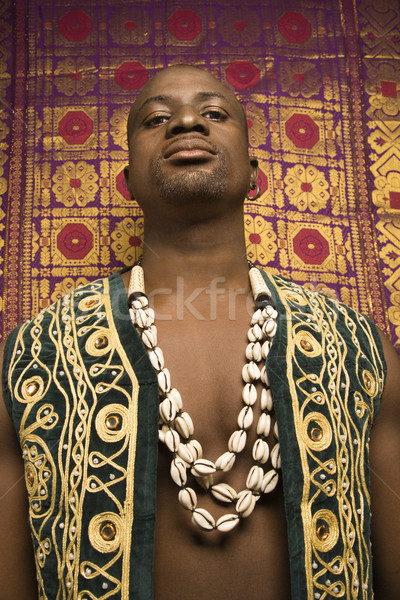 Férfi afrikai ruházat alulról fotózva portré visel Stock fotó © iofoto