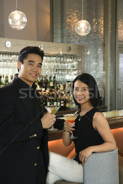 Foto stock: Homem · mulher · bar · adulto · asiático · masculino