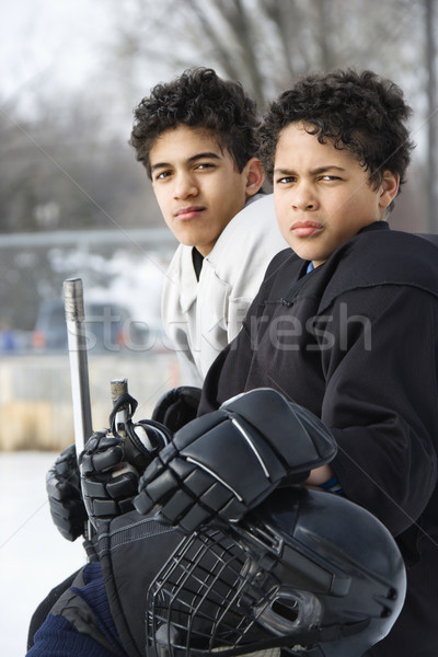 Boys in hockey uniforms. Stock photo © iofoto