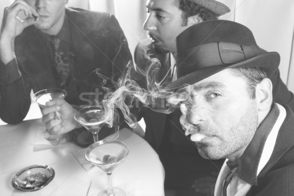 Retro férfiak iszik három kaukázusi felnőtt Stock fotó © iofoto