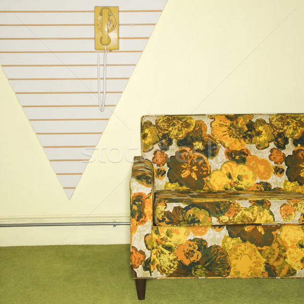 Retro Sitzung Zimmer floral gedruckt Sofa Stock foto © iofoto