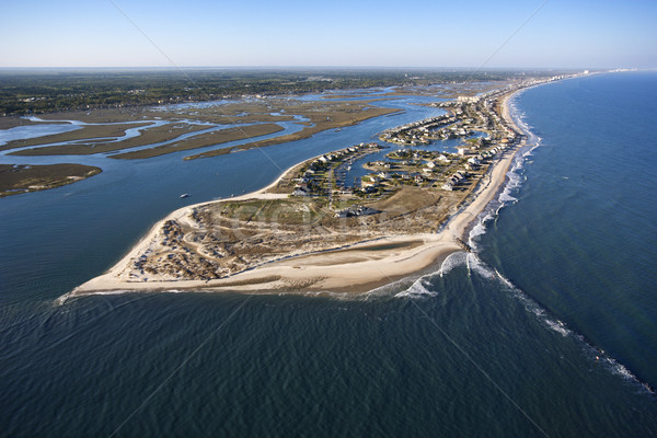 Kust antenne luchtfoto schiereiland strand gebouwen Stockfoto © iofoto