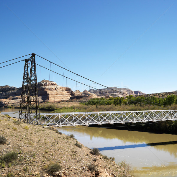 [[stock_photo]]: Pont · suspendu · rivière · Rock · Utah · Voyage
