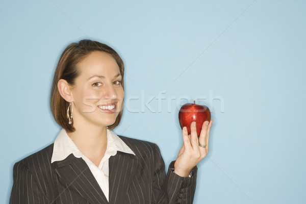 Stok fotoğraf: Işkadını · elma · kafkas · gülen · kırmızı · elma