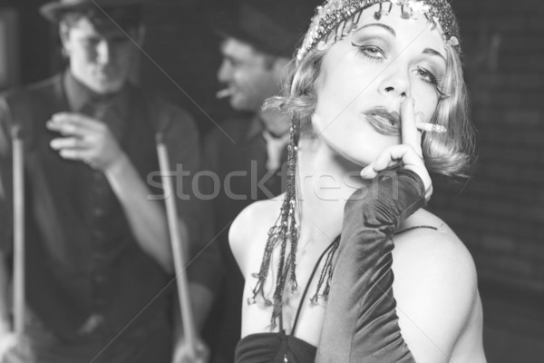 Retro female smoking. Stock photo © iofoto