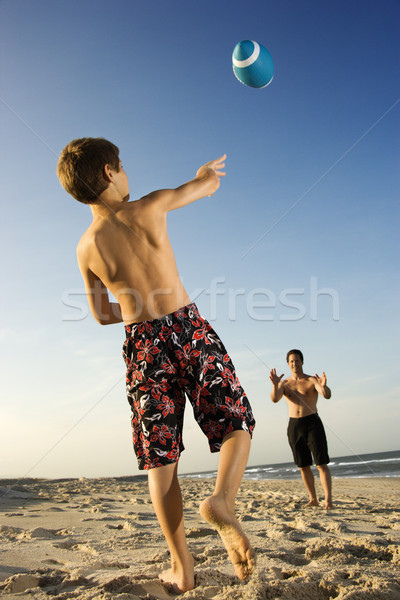 Garçon football papa plage [[stock_photo]] © iofoto