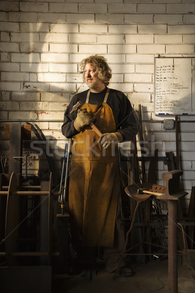 Portré kaukázusi férfi férfiak ipar állás Stock fotó © iofoto