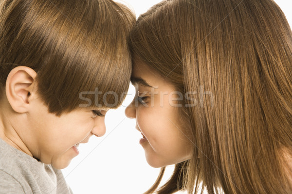 Crianças faces menino menina juntos Foto stock © iofoto
