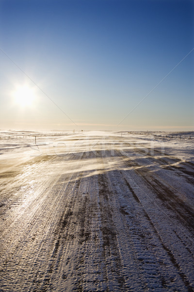 Tire tracks on icy road. Stock photo © iofoto