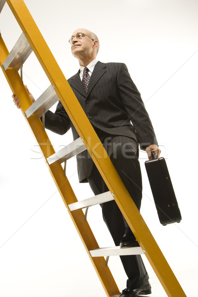 Geschäftsmann Klettern Leiter tragen Stock foto © iofoto