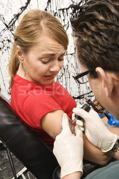 Donna tatuato maschio tattoo artista Foto d'archivio © iofoto