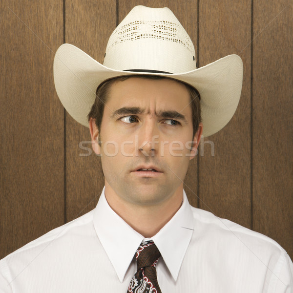 Om cowboy palarie caucazian masculin Imagine de stoc © iofoto