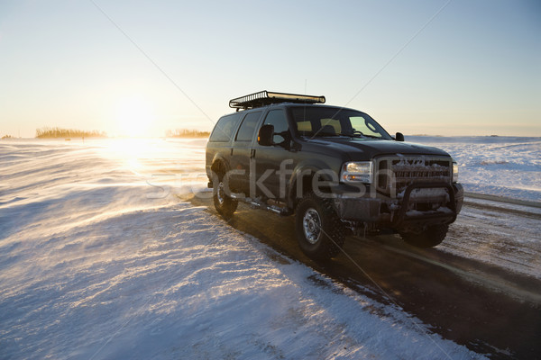 Stock photo: Truck on icy road.