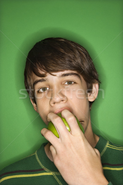 Boy biting apple. Stock photo © iofoto