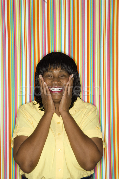 Vrouw naar verwonderd gelukkig gezicht vrouwen Stockfoto © iofoto