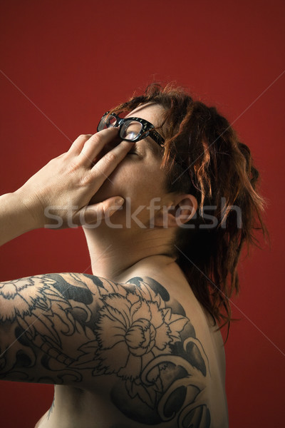 Fatigué Femme Adulte Tatouages Oeil Femmes Photo