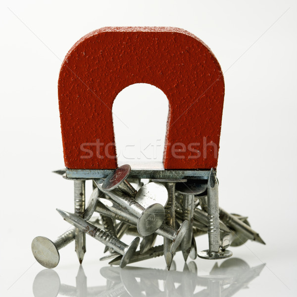 Stock photo: Magnet with nails.