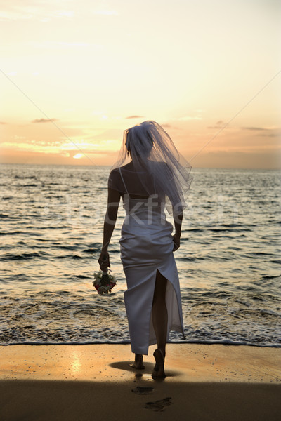 Foto stock: Novia · pie · playa · femenino · caucásico