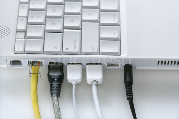 Cords Plugged Into Laptop Computer Stock photo © iofoto