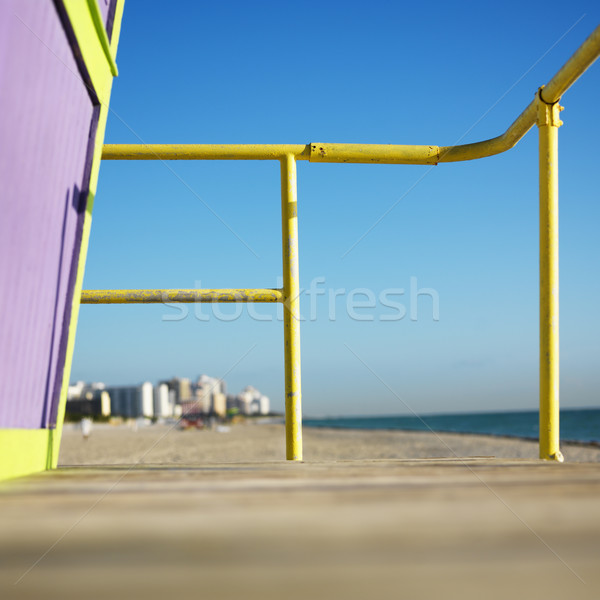 Ratownik wieża plaży art deco pokład Miami Zdjęcia stock © iofoto