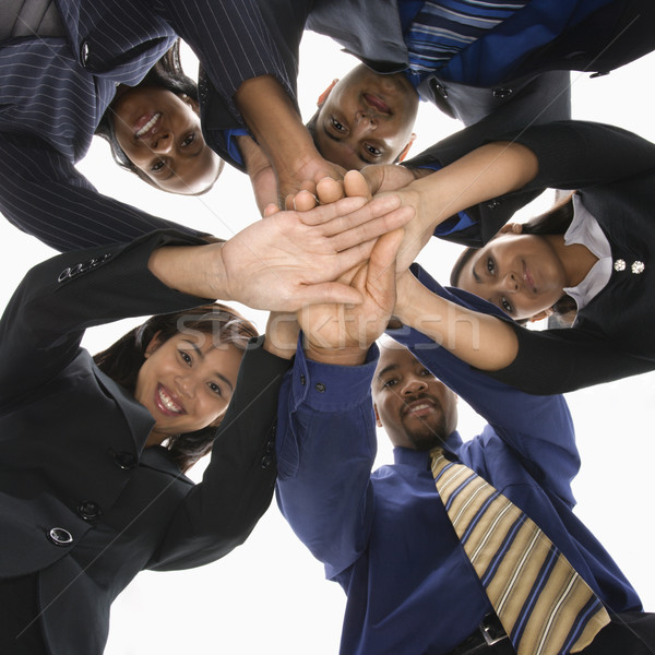 üzlet csapatmunka alulról fotózva portré több nemzetiségű üzleti csoport Stock fotó © iofoto