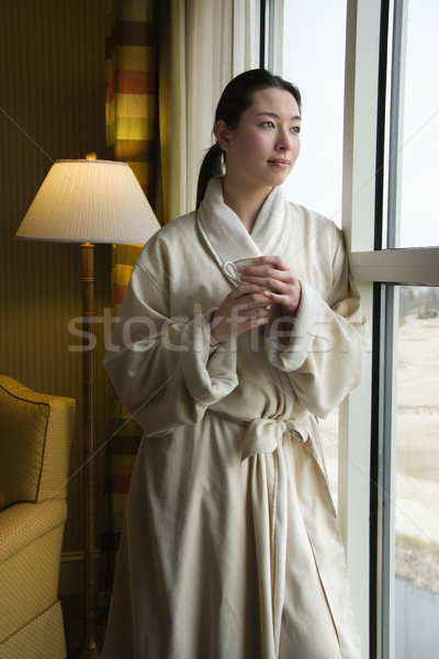 Woman drinking coffee. Stock photo © iofoto