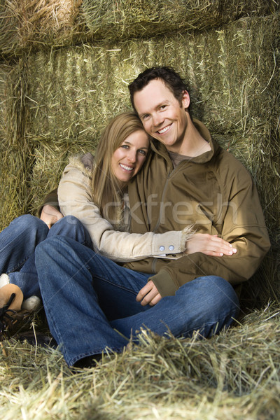 Stockfoto: Paar · hooi · kaukasisch · vergadering