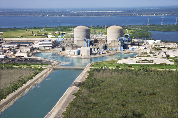 Nuklearen Kraftwerk Luftbild Insel Florida Wasser Stock foto © iofoto