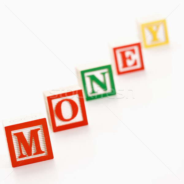Speelgoed bouwstenen alfabet spelling woord geld Stockfoto © iofoto