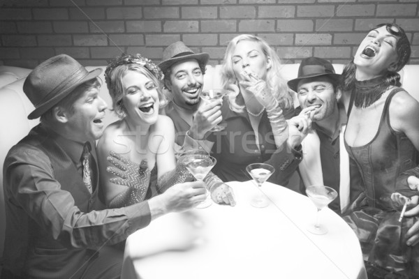 Retro grupy nightclub dorosły mężczyźni Zdjęcia stock © iofoto