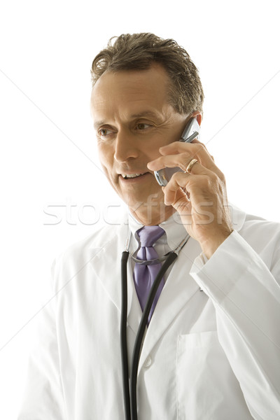 Arzt Mobiltelefon Porträt männlichen Arzt Stethoskop Stock foto © iofoto