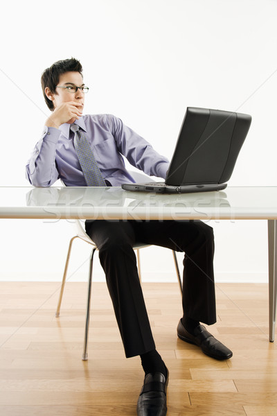 Foto stock: Homem · trabalhando · laptop · asiático · empresário · sessão