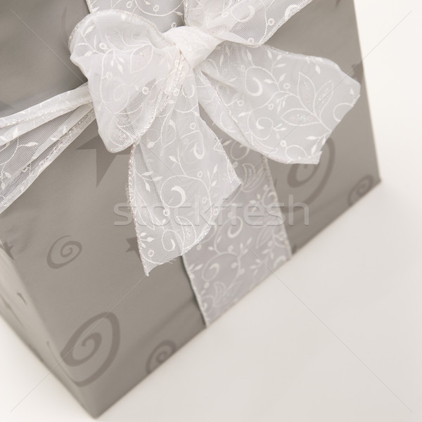 Noel hediye natürmort büyük gümüş yay Stok fotoğraf © iofoto