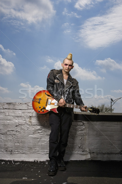 Punk gitara portret mężczyzna Zdjęcia stock © iofoto