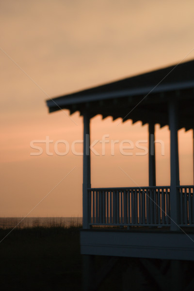 Veranda zonsondergang strand silhouet kleur vakantie Stockfoto © iofoto