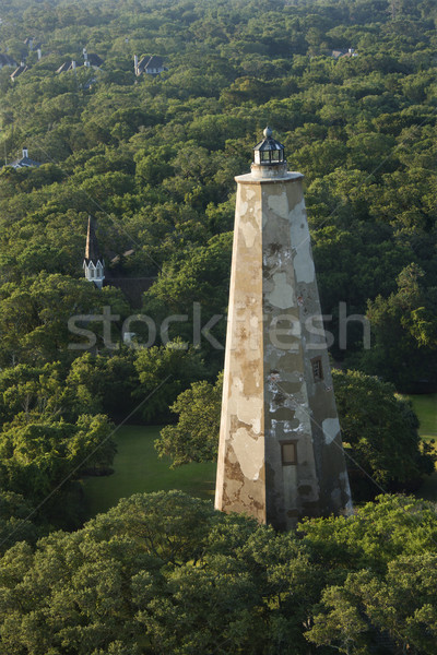 Foto stock: Farol · árvores · velho · parque · careca