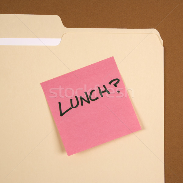 Pranzo nota adesiva cartella rosa lettura verde Foto d'archivio © iofoto