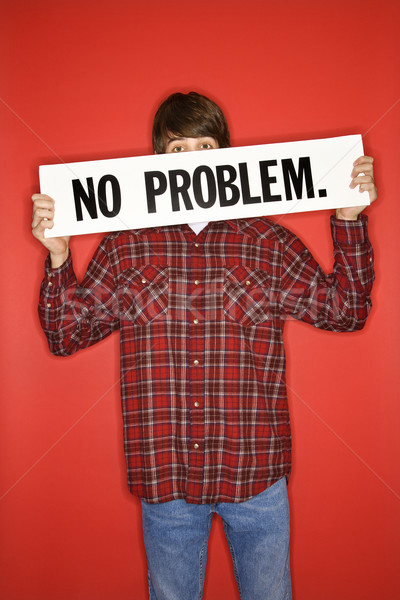 Boy holding sign. Stock photo © iofoto
