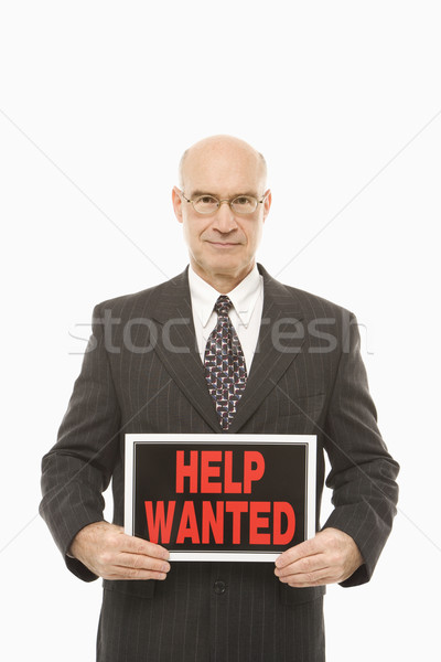 Man with help wanted sign. Stock photo © iofoto