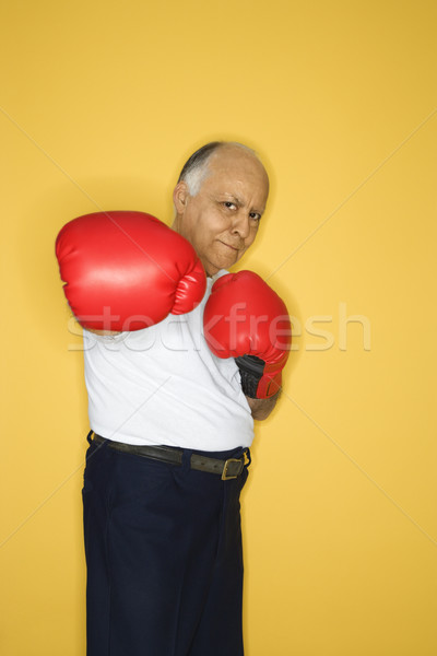 Mature man in boxing gloves. Stock photo © iofoto