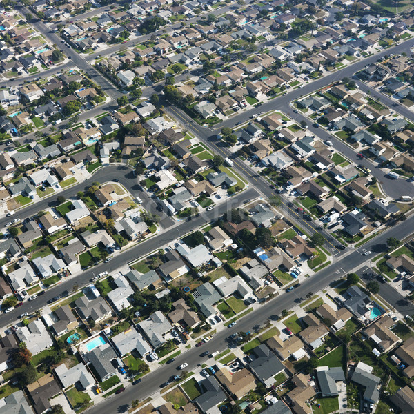 Miejskich domów widok z lotu ptaka mieszkaniowy południowy California Zdjęcia stock © iofoto