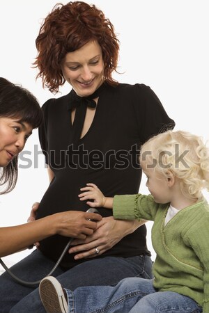 Terhes nő életbevágó feliratok terhes kaukázusi nő Stock fotó © iofoto