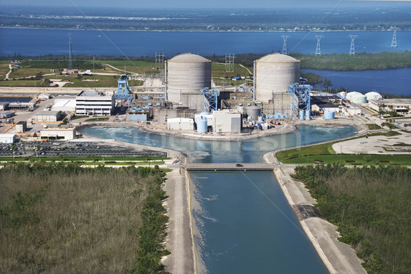 Elektrownia widok z lotu ptaka jądrowej wyspa Florida wody Zdjęcia stock © iofoto