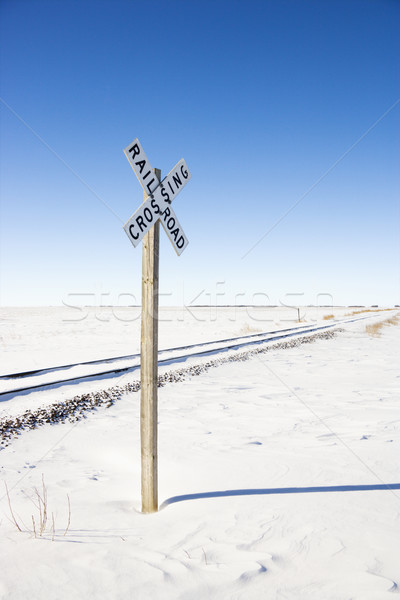 Railroad crossing sign. Stock photo © iofoto