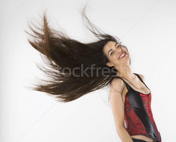 Femme cheveux corset sourire [[stock_photo]] © iofoto