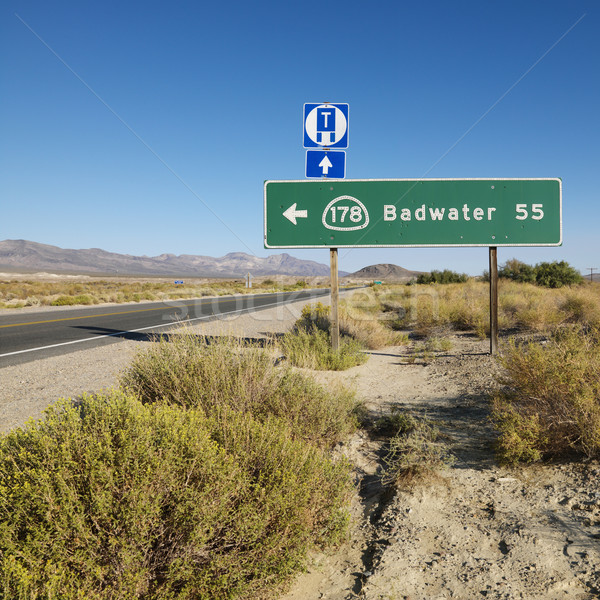 Road sign in desert. Stock photo © iofoto
