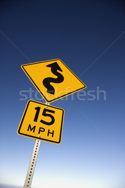 Curvy Road Warning Sign Stock photo © iofoto