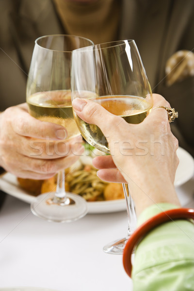 Paar Toasten Wein reifen Weißwein Stock foto © iofoto